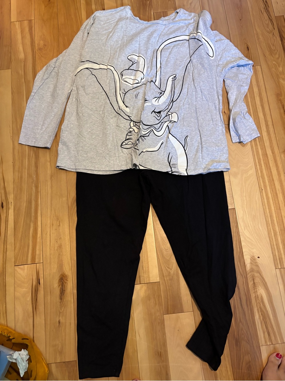 Joe Fresh Gray Elephant Print Top and Black Pajama Pants Set